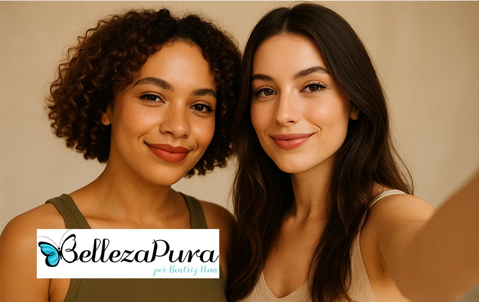 Dos chicas jóvenes haciéndose un selfie, concepto de dismorfia del selfie y uso de filtros de Instagram.